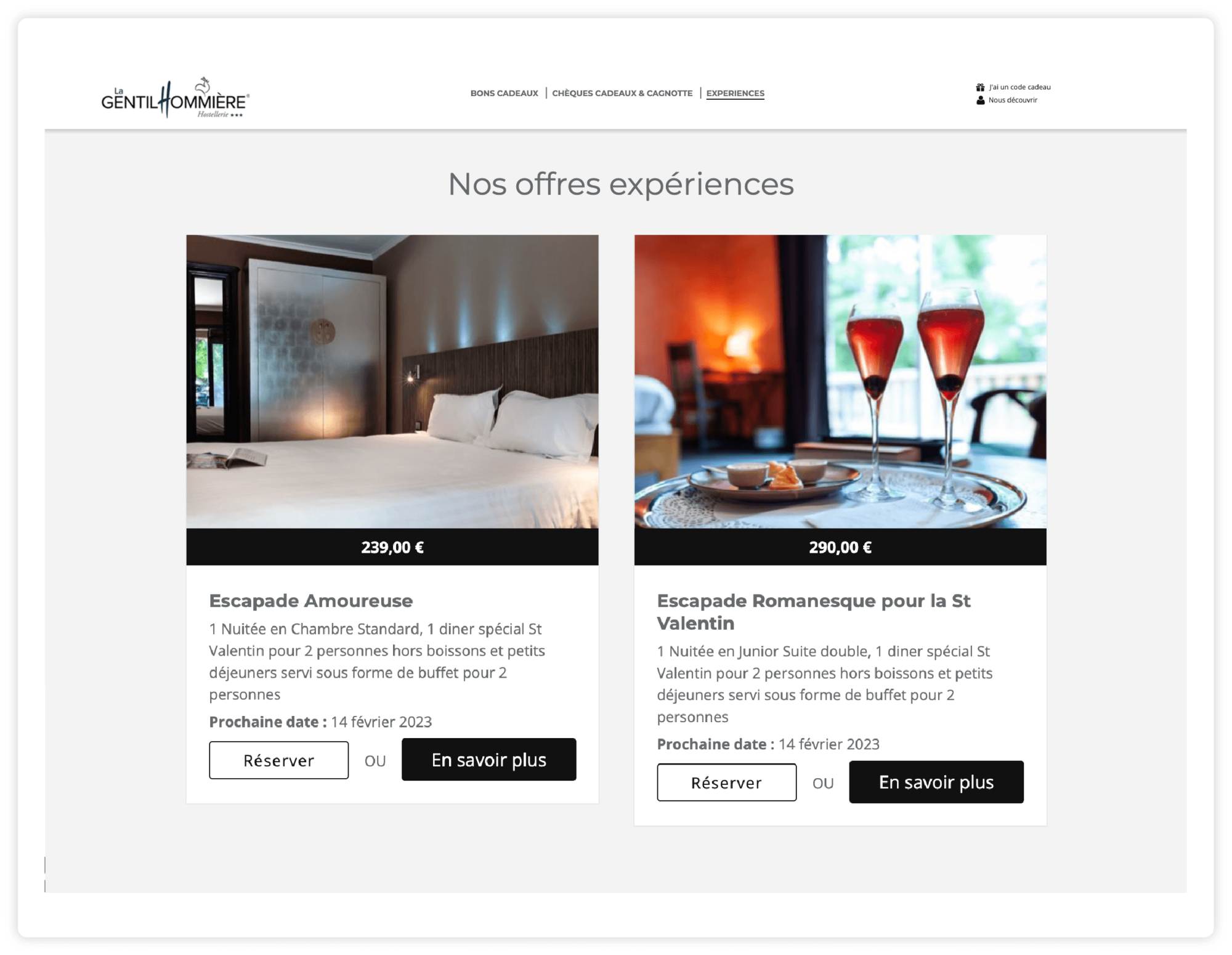 vente experience en ligne